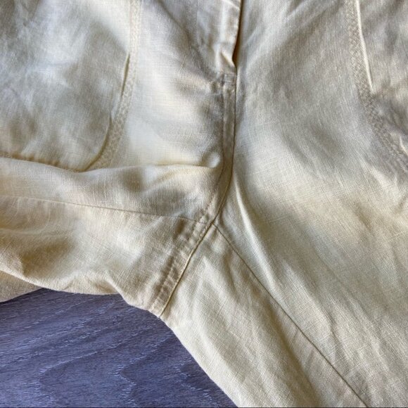 Chico’s Baby  Yellow Pure Linen Cargo Cropped Pants - Picture 4 of 14